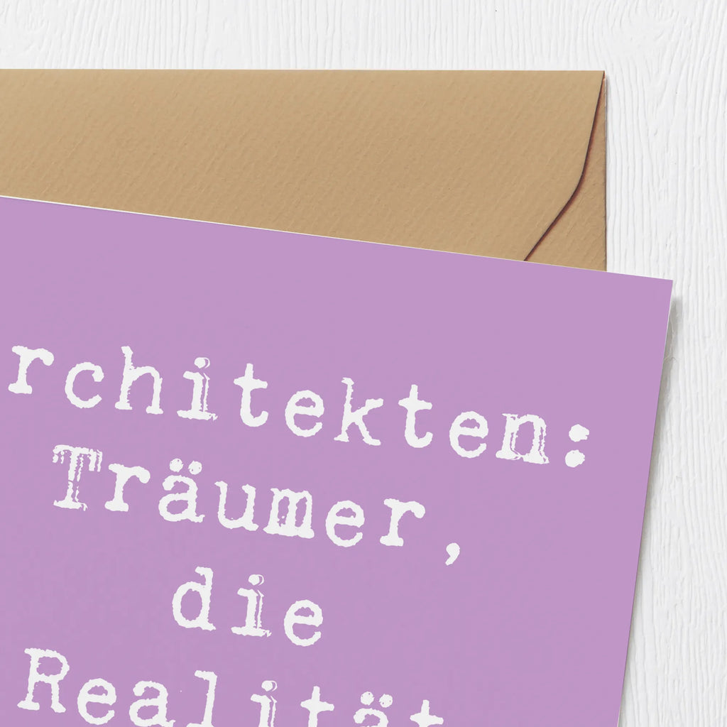 Deluxe Karte Spruch Architekten: Träumer, die Realität erschaffen! Klappkarte, Einladungskarte, Hochwertige Klappkarte, Karte, Geburtstagskarte, Grußkarte, Hochwertige Grußkarte, Hochzeitskarte, Glückwunschkarte, Beruf, Ausbildung, Jubiläum, Abschied, Rente, Kollege, Kollegin, Geschenk, Schenken, Arbeitskollege, Mitarbeiter, Firma, Danke, Dankeschön