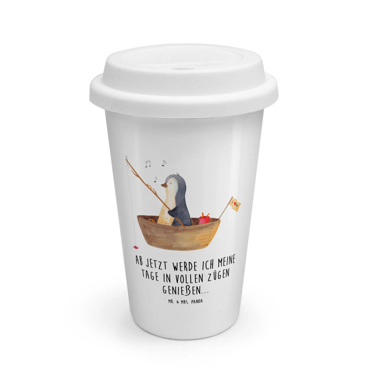 To Go Cup Penguin fishing boat North Pole, Penguins, separation, new start, enjoy, gift idea heartache, new beginning, boat, love of life, divorce, fishing, penguins, fishing boat