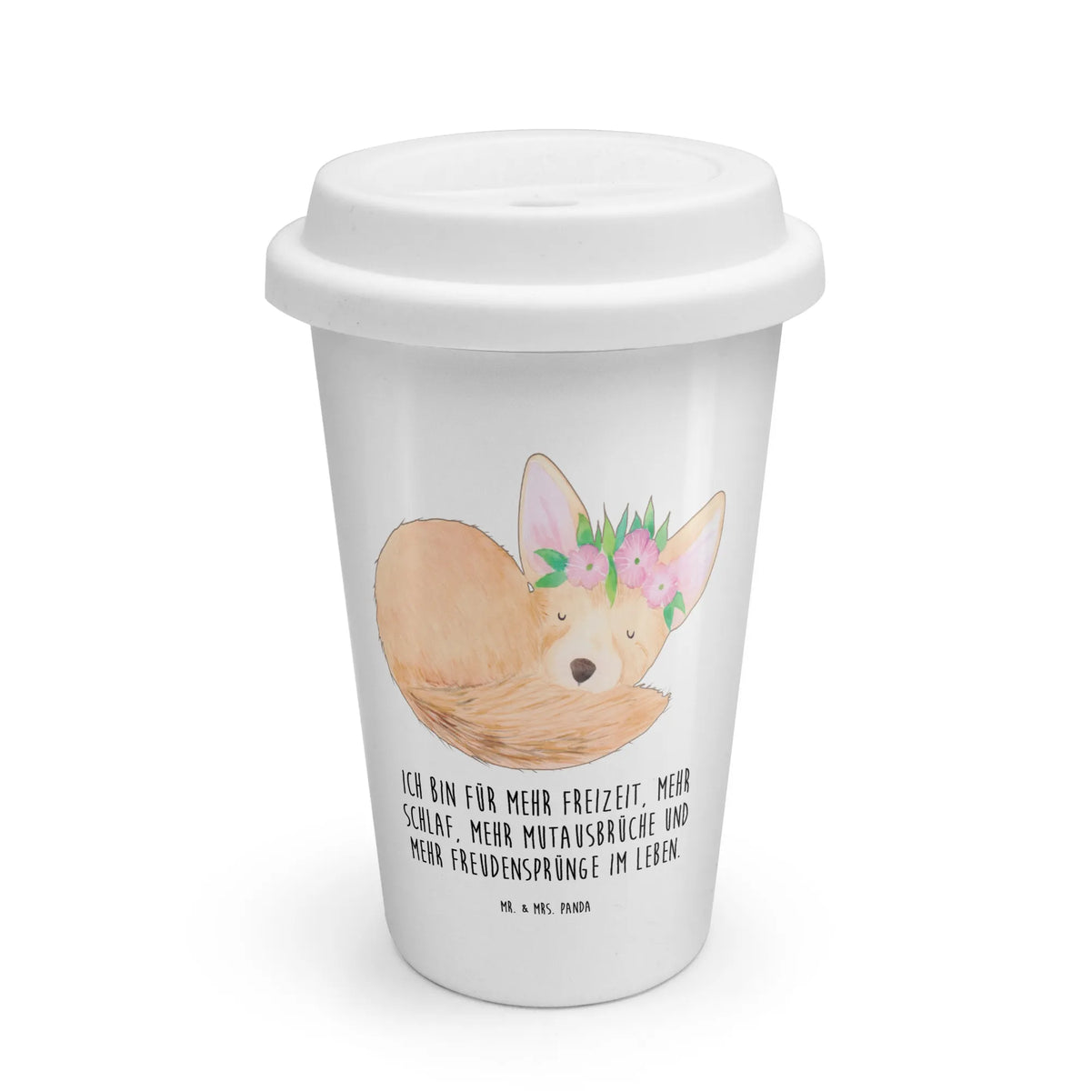 To Go Becher Wüstenfuchs Blumen Kaffeebecher To Go, Coffee Becher, Reisebecher, keramik kaffeebecher, Thermokaffeebecher, Wiederverwendbarer Becher, Isolierkaffeebecher, Trinkbecher To Go, keramik to go becher, Isolierbecher, Thermobecher To Go, To Go Becher, Becher Für Unterwegs, Thermobecher, ToGo Kaffeebecher, Mehrwegbecher, Isolierbecher To Go, becher kaffee, Coffee To Go Becher, thermobecher keramik, Keramikbecher, Wildtiere, Afrika, Wüstenfuchs, Blumenkranz, Wüste, Glücklich, Blumen