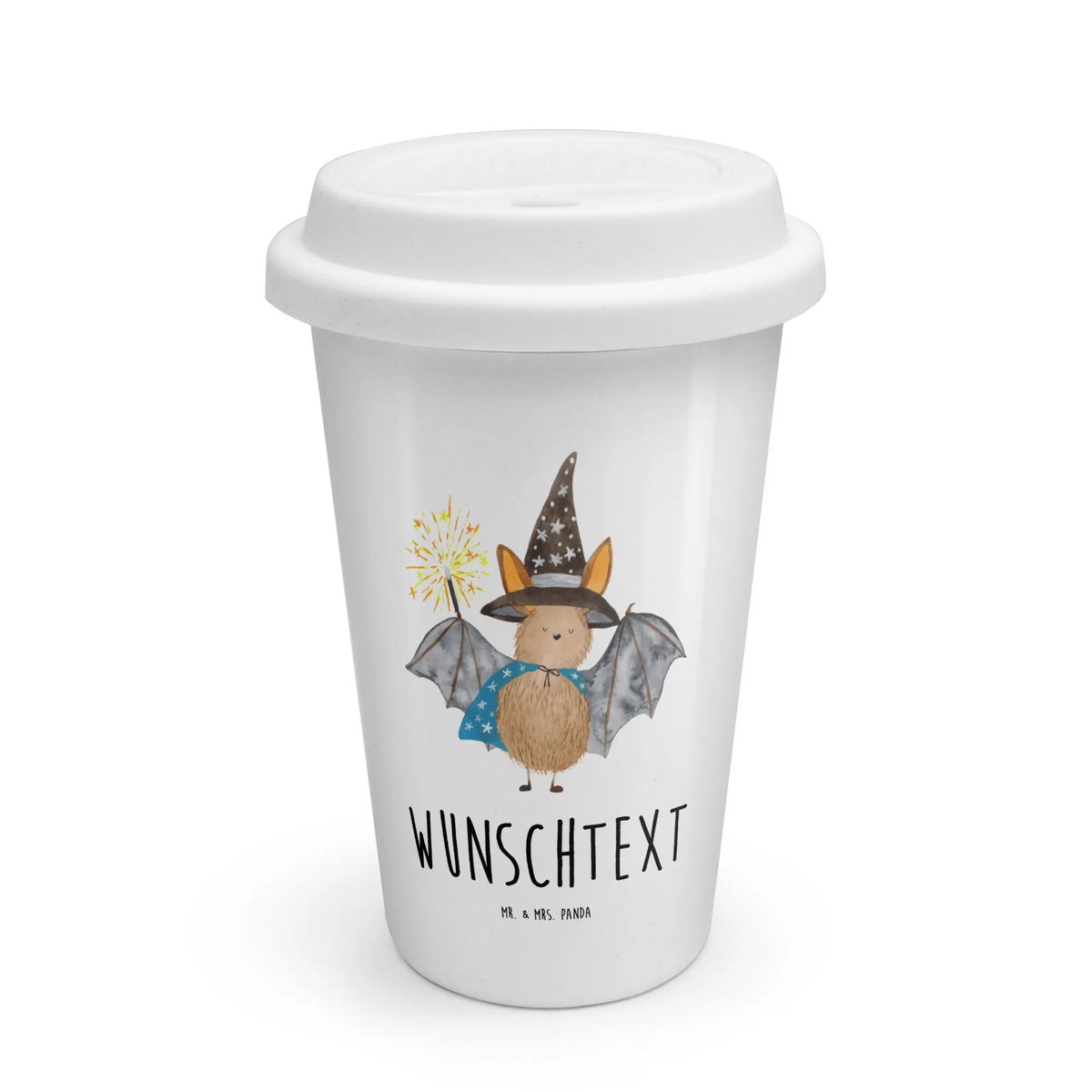 Personalized To Go Cup bat wizard card, gift ideas, gifts, small animals, cute, cute animal motives, hand drawn, funny sayings, good mood, special gifts, animal lover, get in, magicians, Bats, sorcerers, women