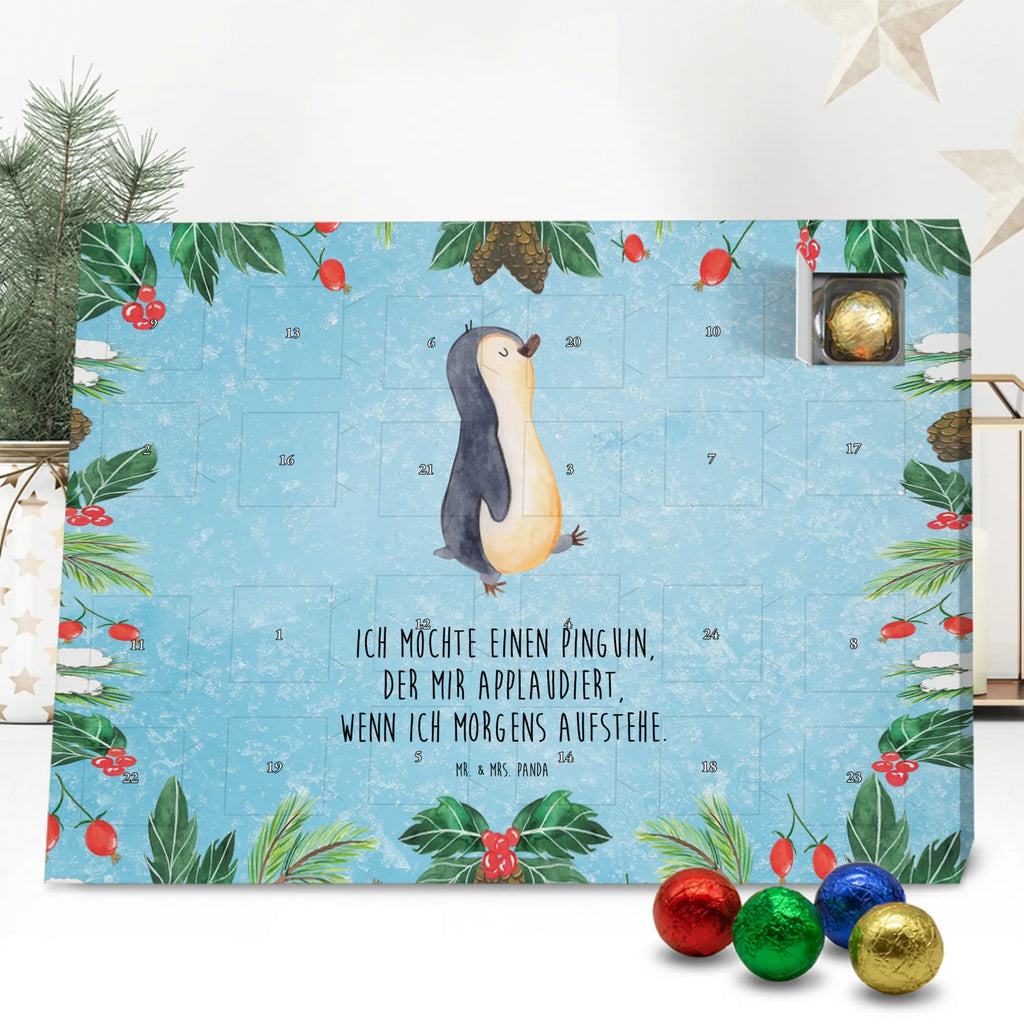 Chocolate advent calendar Penguin march North Pole, Penguins, penguins, late riser, early riser
