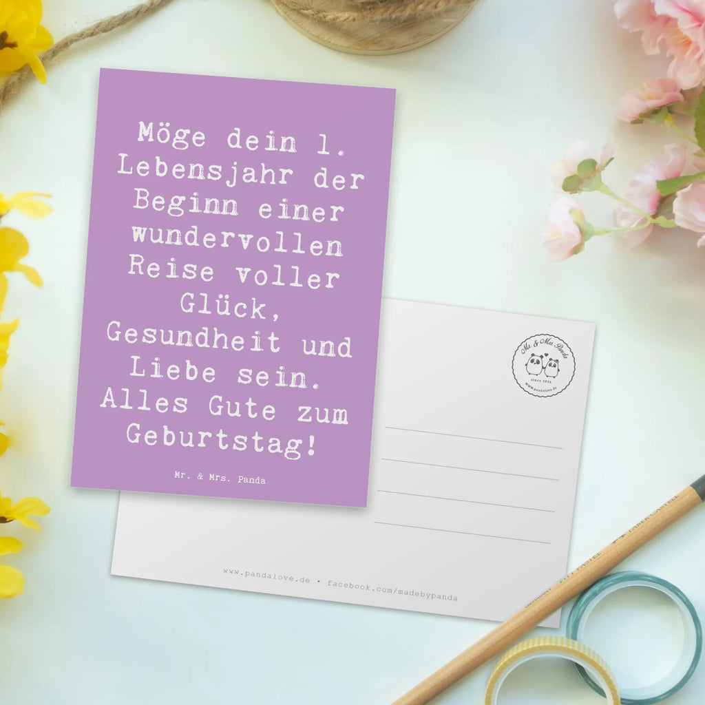 Postcard Saying Möge dein 1. Lebensjahr der Beginn einer wundervollen Reise voller Glück, Gesundheit und Liebe sein. Alles Gute zum Geburtstag! Grußkarte, Einladungskarten Geburtstag, Ansichtskarten, Dankeskarte, Geschenkkarte, Karte, Einladungskarte, Einladung, Einladung Geburtstag, Geburtstagskarte, Ansichtskarte, Postkarte, Geburtstag, Geburtstagsgeschenk, Geschenk