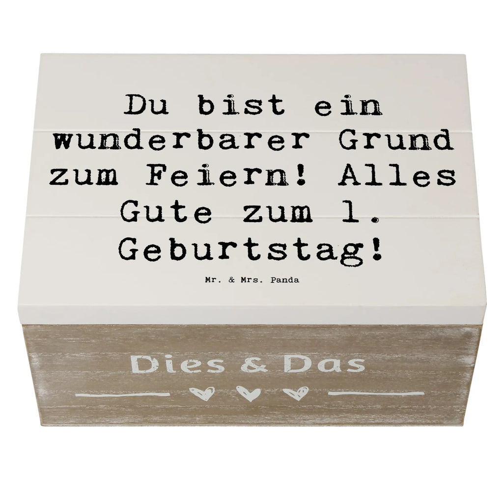 Wooden chest Saying Du bist ein wunderbarer Grund zum Feiern! Alles Gute zum 1. Geburtstag! Erinnerungsbox, Dekokiste, Holzkiste, Schatzkiste, Geschenkdose, Erinnerungskiste, XXL, Aufbewahrungsbox, Kiste, Schatulle, Truhe, Geschenkbox, Geburtstag, Geburtstagsgeschenk, Geschenk