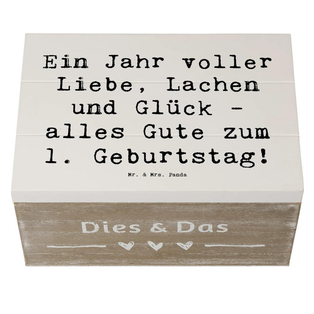 Wooden chest Saying Ein Jahr voller Liebe, Lachen und Glück - alles Gute zum 1. Geburtstag! Kiste, Schatzkiste, Holzkiste, Aufbewahrungsbox, XXL, Erinnerungsbox, Erinnerungskiste, Truhe, Schatulle, Dekokiste, Geschenkbox, Geschenkdose, Geburtstag, Geburtstagsgeschenk, Geschenk