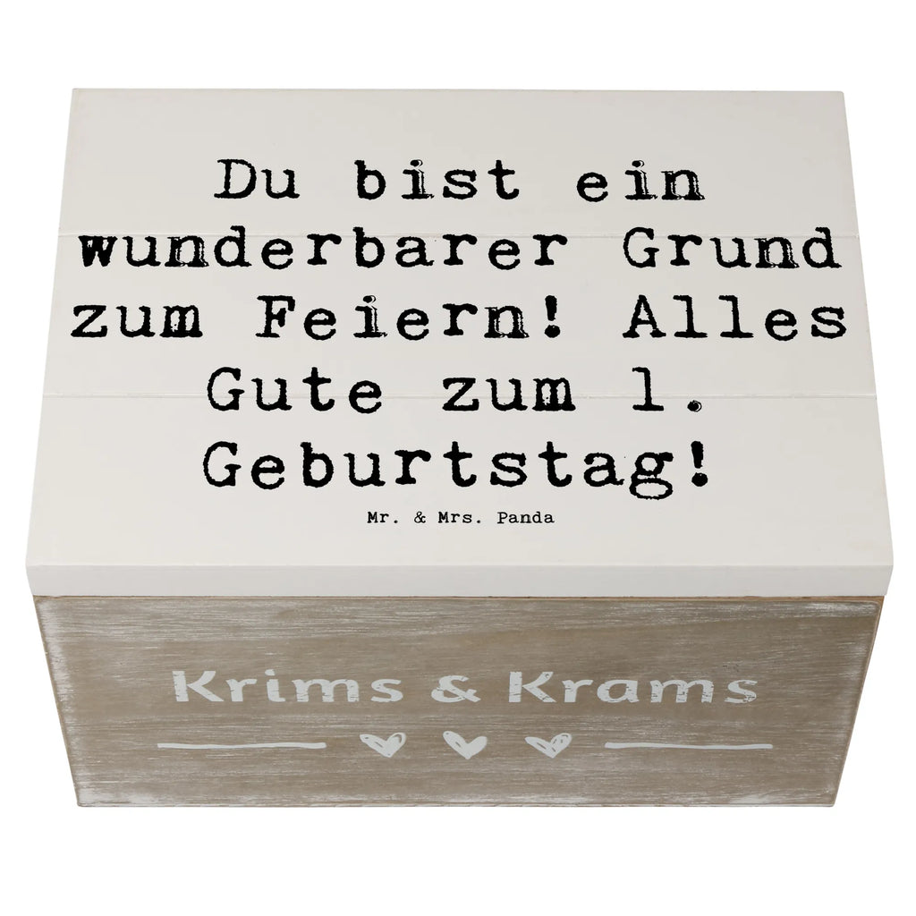 Wooden chest Saying Du bist ein wunderbarer Grund zum Feiern! Alles Gute zum 1. Geburtstag! Erinnerungsbox, Dekokiste, Holzkiste, Schatzkiste, Geschenkdose, Erinnerungskiste, XXL, Aufbewahrungsbox, Kiste, Schatulle, Truhe, Geschenkbox, Geburtstag, Geburtstagsgeschenk, Geschenk
