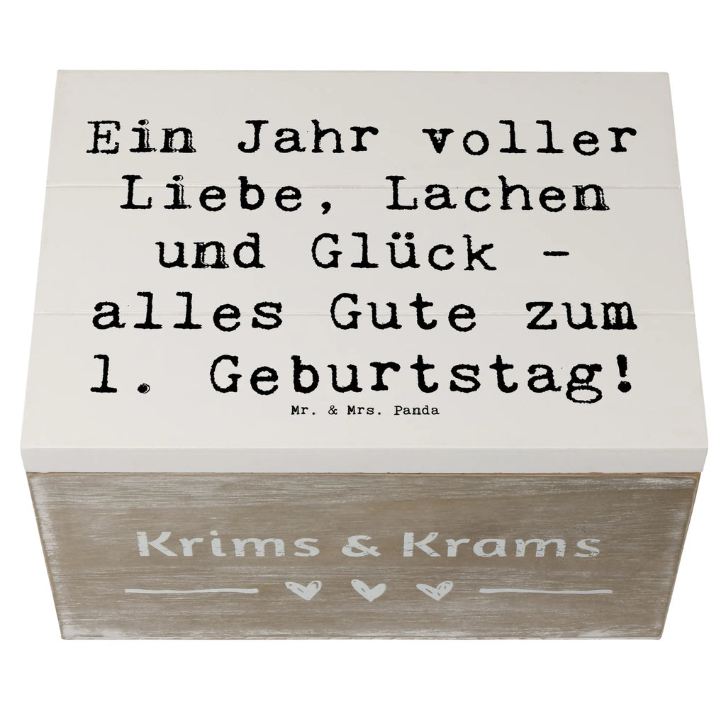 Wooden chest Saying Ein Jahr voller Liebe, Lachen und Glück - alles Gute zum 1. Geburtstag! Kiste, Schatzkiste, Holzkiste, Aufbewahrungsbox, XXL, Erinnerungsbox, Erinnerungskiste, Truhe, Schatulle, Dekokiste, Geschenkbox, Geschenkdose, Geburtstag, Geburtstagsgeschenk, Geschenk