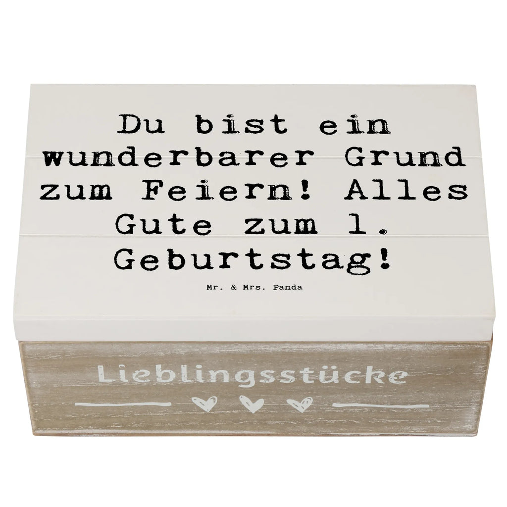 Wooden chest Saying Du bist ein wunderbarer Grund zum Feiern! Alles Gute zum 1. Geburtstag! Erinnerungsbox, Dekokiste, Holzkiste, Schatzkiste, Geschenkdose, Erinnerungskiste, XXL, Aufbewahrungsbox, Kiste, Schatulle, Truhe, Geschenkbox, Geburtstag, Geburtstagsgeschenk, Geschenk