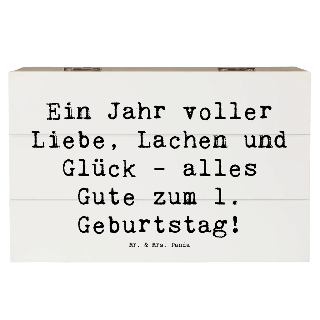 Wooden chest Saying Ein Jahr voller Liebe, Lachen und Glück - alles Gute zum 1. Geburtstag! Kiste, Schatzkiste, Holzkiste, Aufbewahrungsbox, XXL, Erinnerungsbox, Erinnerungskiste, Truhe, Schatulle, Dekokiste, Geschenkbox, Geschenkdose, Geburtstag, Geburtstagsgeschenk, Geschenk