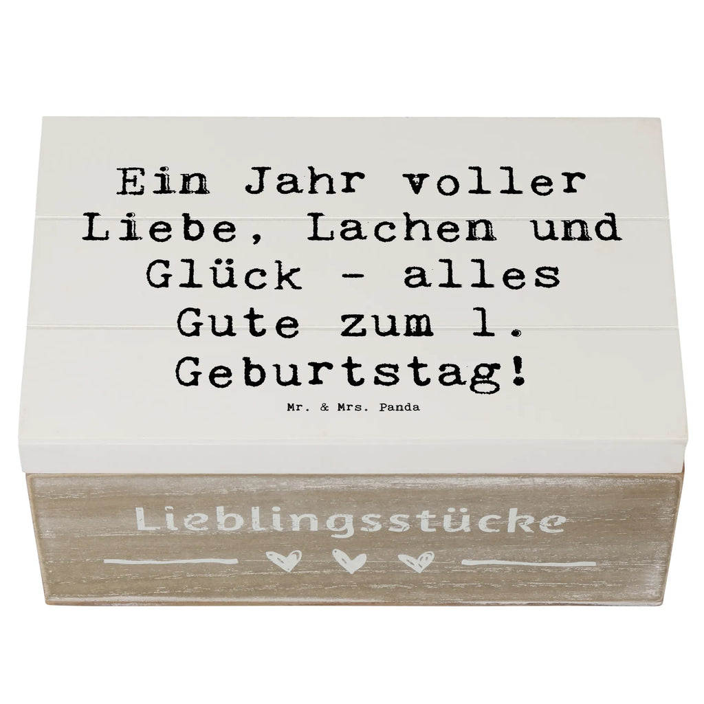 Wooden chest Saying Ein Jahr voller Liebe, Lachen und Glück - alles Gute zum 1. Geburtstag! Kiste, Schatzkiste, Holzkiste, Aufbewahrungsbox, XXL, Erinnerungsbox, Erinnerungskiste, Truhe, Schatulle, Dekokiste, Geschenkbox, Geschenkdose, Geburtstag, Geburtstagsgeschenk, Geschenk