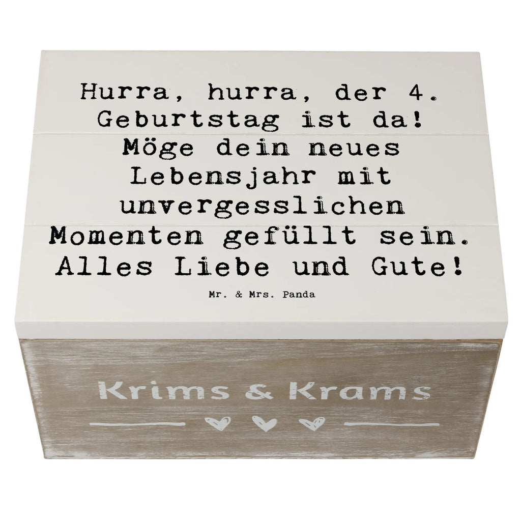 Holzkiste Spruch 4. Geburtstag Feiern Schatzkiste, Erinnerungsbox, Geschenkbox, Erinnerungskiste, Schatulle, Holzkiste, Dekokiste, Truhe, Aufbewahrungsbox, Geschenkdose, Kiste, XXL, Geburtstag, Geburtstagsgeschenk, Geschenk