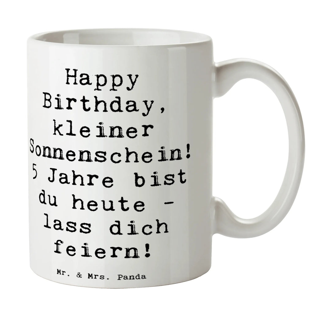 Tasse Spruch 5. Geburtstag Sonnenschein Tasse mit Motiven, Keramiktasse, Teetasse, Tasse mit Zitaten, Geschenktasse, Bürotasse, Kaffeetasse, Tasse, Porzellantasse, Geburtstag, Geburtstagsgeschenk, Geschenk