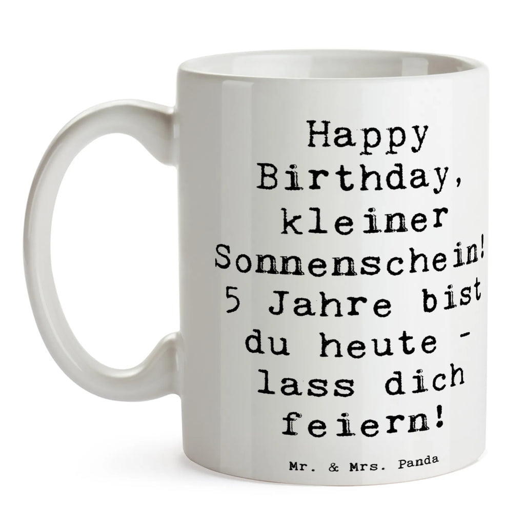 Tasse Spruch 5. Geburtstag Sonnenschein Tasse mit Motiven, Keramiktasse, Teetasse, Tasse mit Zitaten, Geschenktasse, Bürotasse, Kaffeetasse, Tasse, Porzellantasse, Geburtstag, Geburtstagsgeschenk, Geschenk