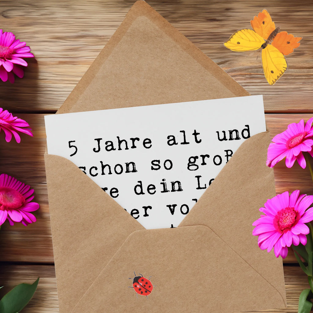 Deluxe Card Saying 5 Jahre alt und schon so groß! Möge dein Leben immer voller bunter Überraschungen sein! Grußkarte, Einladungskarte, Karte, Hochzeitskarte, Hochwertige Grußkarte, Hochwertige Klappkarte, Geburtstagskarte, Glückwunschkarte, Klappkarte, Geburtstag, Geburtstagsgeschenk, Geschenk