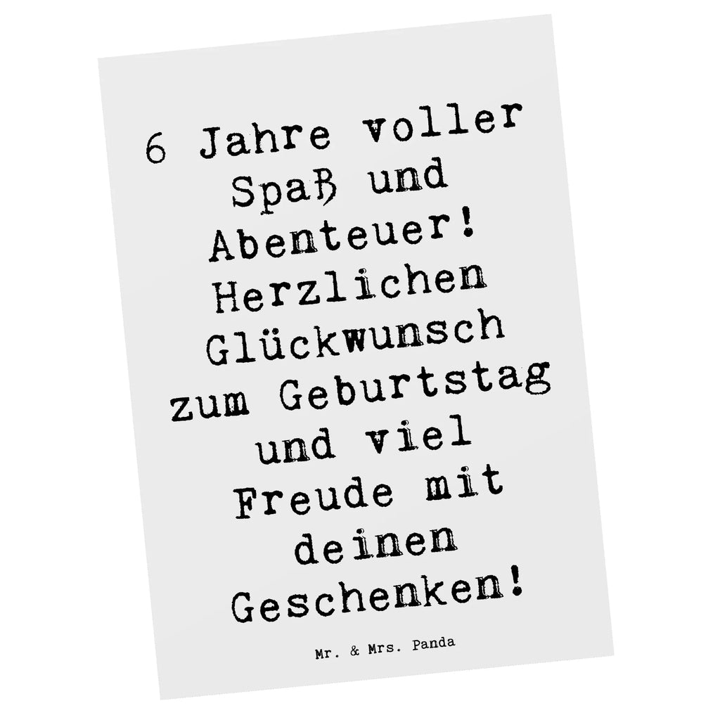 Postcard Saying 6 Jahre voller Spaß und Abenteuer! Herzlichen Glückwunsch zum Geburtstag und viel Freude mit deinen Geschenken! Karte, Einladung Geburtstag, Einladung, Postkarte, Ansichtskarten, Geschenkkarte, Einladungskarte, Ansichtskarte, Geburtstagskarte, Dankeskarte, Grußkarte, Einladungskarten Geburtstag, Geburtstag, Geburtstagsgeschenk, Geschenk