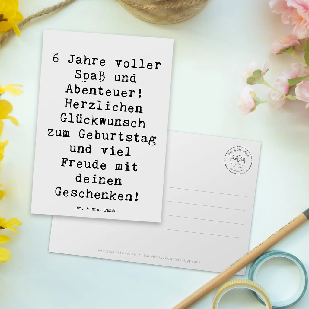 Postcard Saying 6 Jahre voller Spaß und Abenteuer! Herzlichen Glückwunsch zum Geburtstag und viel Freude mit deinen Geschenken! Karte, Einladung Geburtstag, Einladung, Postkarte, Ansichtskarten, Geschenkkarte, Einladungskarte, Ansichtskarte, Geburtstagskarte, Dankeskarte, Grußkarte, Einladungskarten Geburtstag, Geburtstag, Geburtstagsgeschenk, Geschenk
