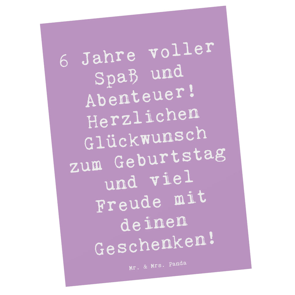 Postcard Saying 6 Jahre voller Spaß und Abenteuer! Herzlichen Glückwunsch zum Geburtstag und viel Freude mit deinen Geschenken! Karte, Einladung Geburtstag, Einladung, Postkarte, Ansichtskarten, Geschenkkarte, Einladungskarte, Ansichtskarte, Geburtstagskarte, Dankeskarte, Grußkarte, Einladungskarten Geburtstag, Geburtstag, Geburtstagsgeschenk, Geschenk