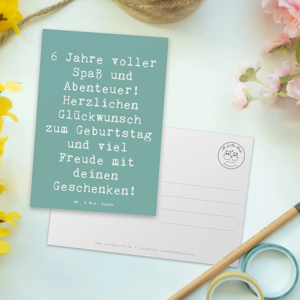 Postcard Saying 6 Jahre voller Spaß und Abenteuer! Herzlichen Glückwunsch zum Geburtstag und viel Freude mit deinen Geschenken! Karte, Einladung Geburtstag, Einladung, Postkarte, Ansichtskarten, Geschenkkarte, Einladungskarte, Ansichtskarte, Geburtstagskarte, Dankeskarte, Grußkarte, Einladungskarten Geburtstag, Geburtstag, Geburtstagsgeschenk, Geschenk