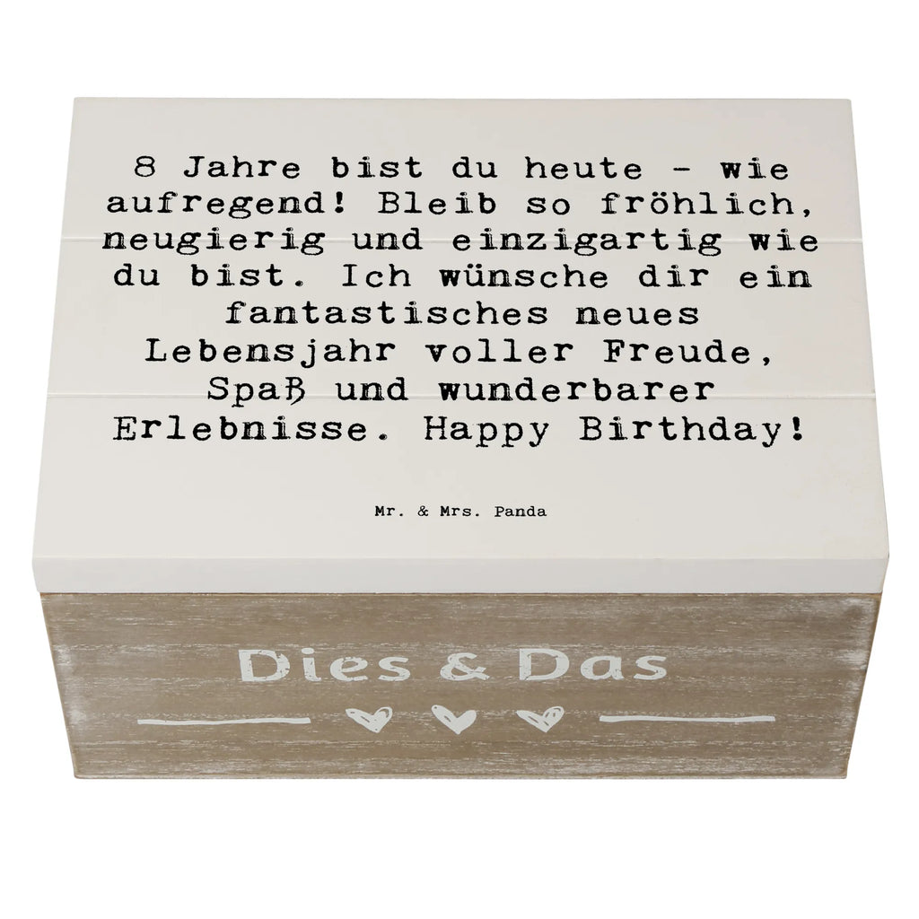 Wooden chest Saying 8 Jahre bist du heute - wie aufregend! Bleib so fröhlich, neugierig und einzigartig wie du bist. Ich wünsche dir ein fantastisches neues Lebensjahr voller Freude, Spaß und wunderbarer Erlebnisse. Happy Birthday! Erinnerungsbox, Dekokiste, Holzkiste, XXL, Truhe, Erinnerungskiste, Schatulle, Geschenkbox, Geschenkdose, Schatzkiste, Aufbewahrungsbox, Kiste, Geburtstag, Geburtstagsgeschenk, Geschenk