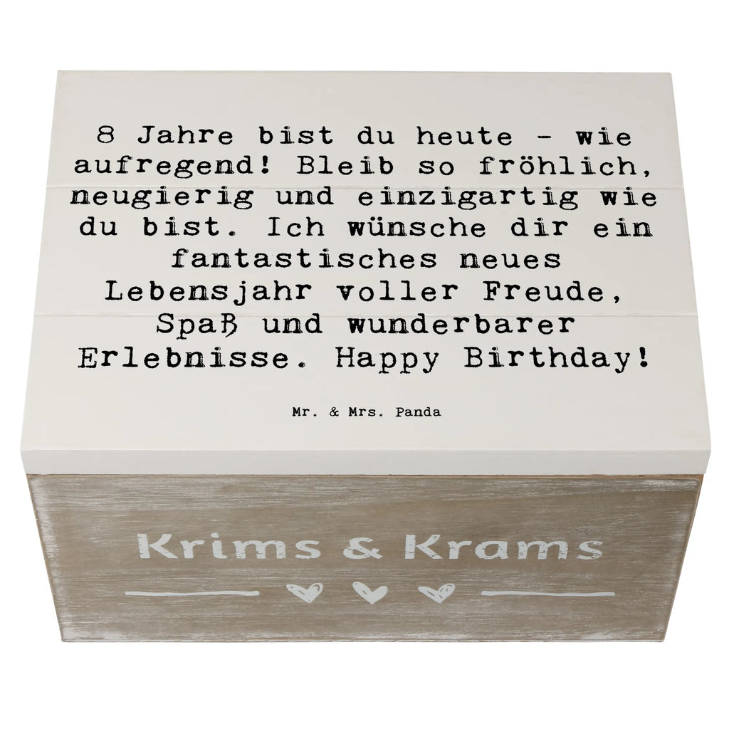 Wooden chest Saying 8 Jahre bist du heute - wie aufregend! Bleib so fröhlich, neugierig und einzigartig wie du bist. Ich wünsche dir ein fantastisches neues Lebensjahr voller Freude, Spaß und wunderbarer Erlebnisse. Happy Birthday! Erinnerungsbox, Dekokiste, Holzkiste, XXL, Truhe, Erinnerungskiste, Schatulle, Geschenkbox, Geschenkdose, Schatzkiste, Aufbewahrungsbox, Kiste, Geburtstag, Geburtstagsgeschenk, Geschenk