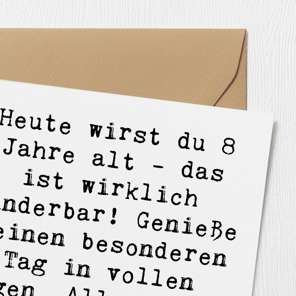 Deluxe Card Saying Heute wirst du 8 Jahre alt - das ist wirklich wunderbar! Genieße deinen besonderen Tag in vollen Zügen. Alles Liebe und Gute zu deinem Geburtstag! Einladungskarte, Karte, Hochwertige Grußkarte, Hochwertige Klappkarte, Grußkarte, Hochzeitskarte, Glückwunschkarte, Klappkarte, Geburtstagskarte, Geburtstag, Geburtstagsgeschenk, Geschenk