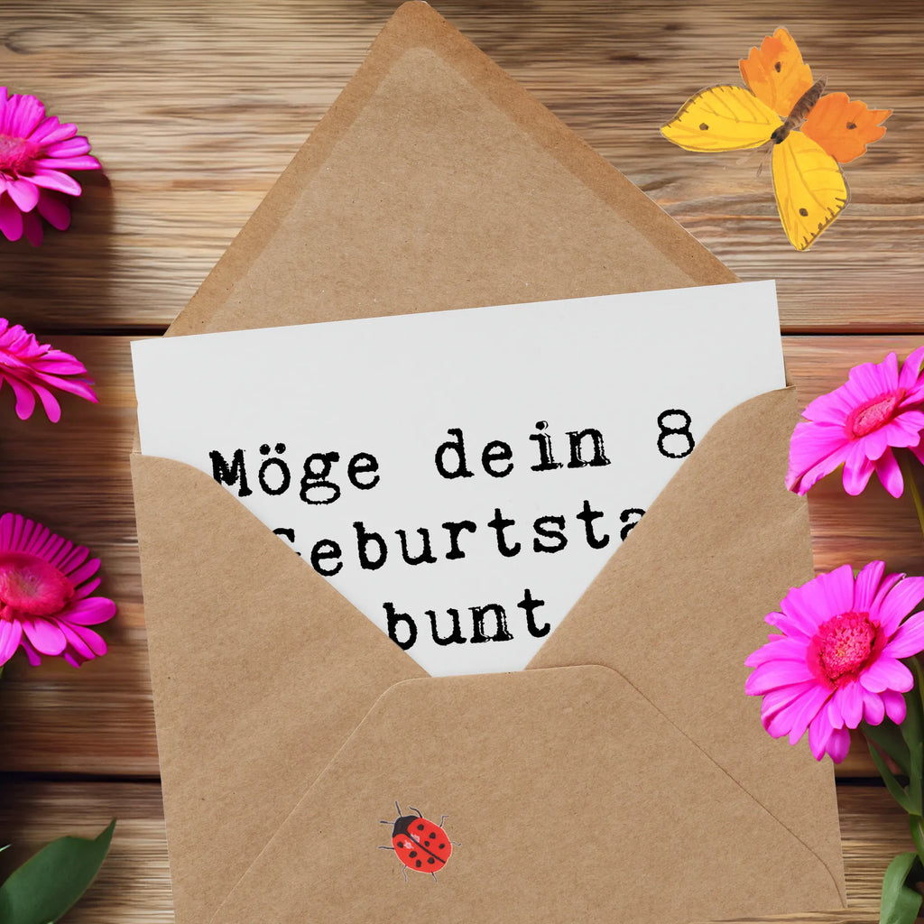 Deluxe Karte Spruch 8. Geburtstag Freude Einladungskarte, Hochwertige Klappkarte, Geburtstagskarte, Karte, Hochwertige Grußkarte, Glückwunschkarte, Klappkarte, Hochzeitskarte, Grußkarte, Geburtstag, Geburtstagsgeschenk, Geschenk