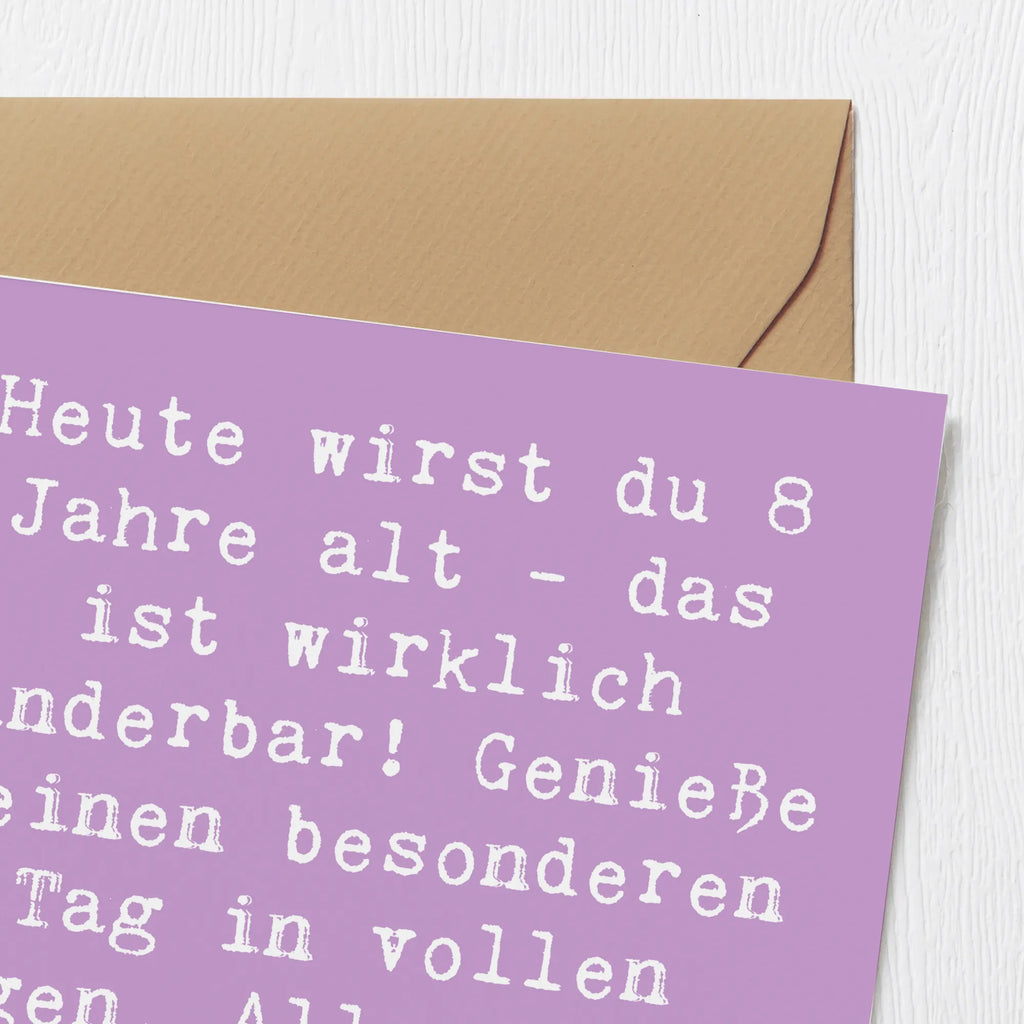 Deluxe Card Saying Heute wirst du 8 Jahre alt - das ist wirklich wunderbar! Genieße deinen besonderen Tag in vollen Zügen. Alles Liebe und Gute zu deinem Geburtstag! Einladungskarte, Karte, Hochwertige Grußkarte, Hochwertige Klappkarte, Grußkarte, Hochzeitskarte, Glückwunschkarte, Klappkarte, Geburtstagskarte, Geburtstag, Geburtstagsgeschenk, Geschenk