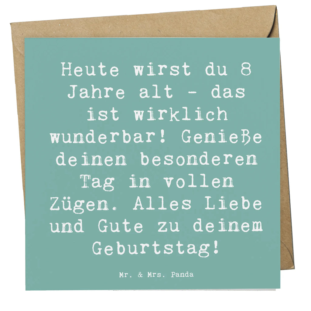 Deluxe Card Saying Heute wirst du 8 Jahre alt - das ist wirklich wunderbar! Genieße deinen besonderen Tag in vollen Zügen. Alles Liebe und Gute zu deinem Geburtstag! Einladungskarte, Karte, Hochwertige Grußkarte, Hochwertige Klappkarte, Grußkarte, Hochzeitskarte, Glückwunschkarte, Klappkarte, Geburtstagskarte, Geburtstag, Geburtstagsgeschenk, Geschenk