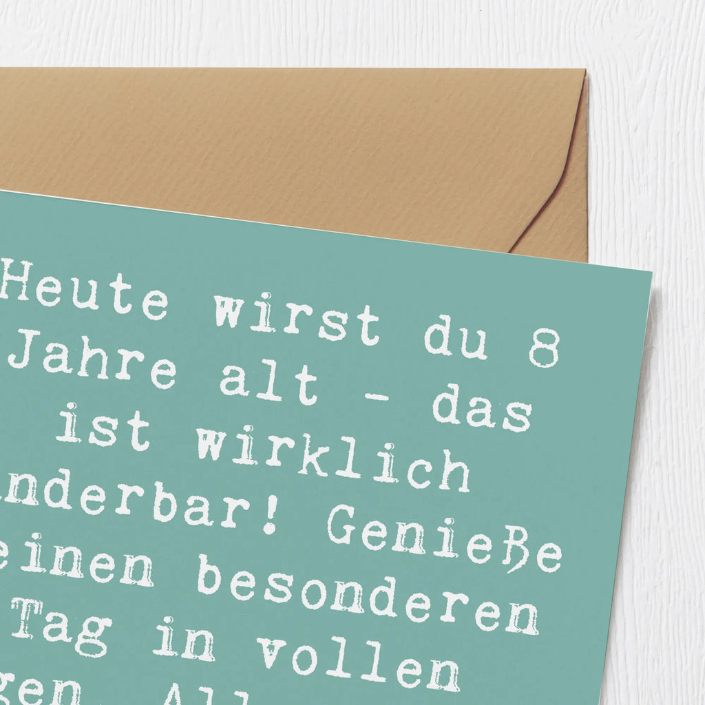 Deluxe Card Saying Heute wirst du 8 Jahre alt - das ist wirklich wunderbar! Genieße deinen besonderen Tag in vollen Zügen. Alles Liebe und Gute zu deinem Geburtstag! Einladungskarte, Karte, Hochwertige Grußkarte, Hochwertige Klappkarte, Grußkarte, Hochzeitskarte, Glückwunschkarte, Klappkarte, Geburtstagskarte, Geburtstag, Geburtstagsgeschenk, Geschenk