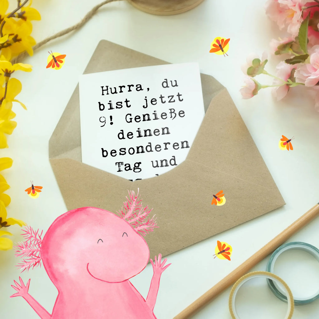 Grußkarte Spruch 9. Geburtstag Freude Glückwunschkarte, Ansichtskarten, Hochzeitskarte, Grußkarte, Karte, Einladungskarte, Klappkarte, Geburtstagskarte, Geburtstag, Geburtstagsgeschenk, Geschenk