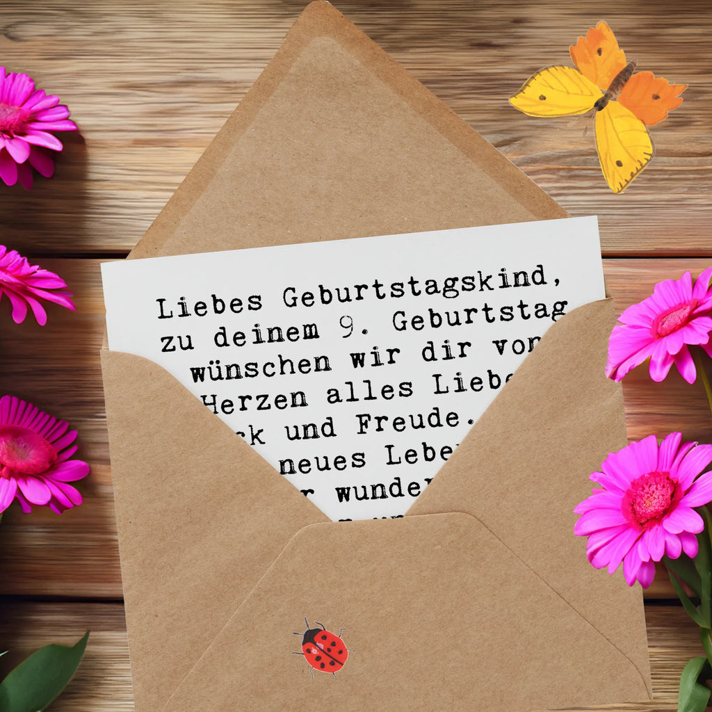 Deluxe Karte Spruch 9. Geburtstag Glück Hochzeitskarte, Glückwunschkarte, Hochwertige Grußkarte, Hochwertige Klappkarte, Einladungskarte, Karte, Klappkarte, Geburtstagskarte, Grußkarte, Geburtstag, Geburtstagsgeschenk, Geschenk
