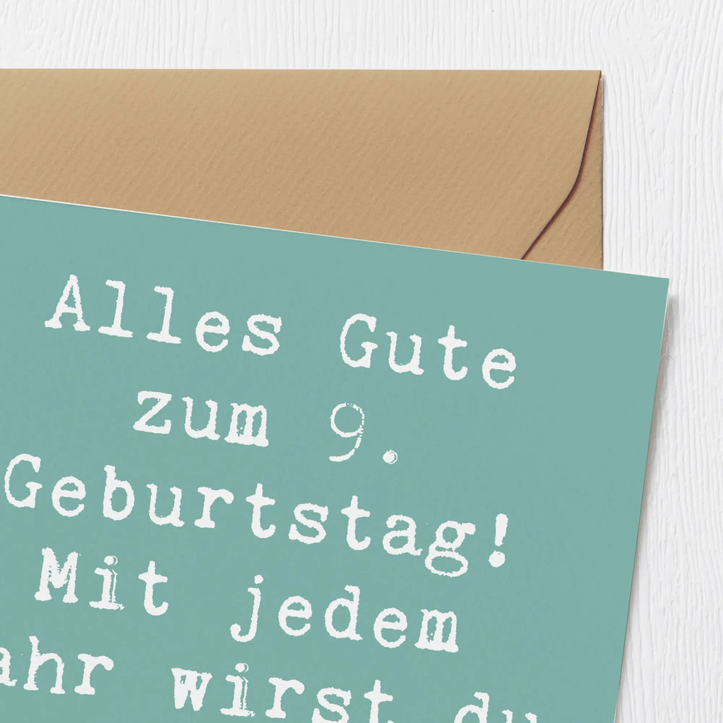 Deluxe Karte Spruch 9. Geburtstag Wünsche Hochwertige Klappkarte, Glückwunschkarte, Karte, Einladungskarte, Hochwertige Grußkarte, Klappkarte, Hochzeitskarte, Grußkarte, Geburtstagskarte, Geburtstag, Geburtstagsgeschenk, Geschenk