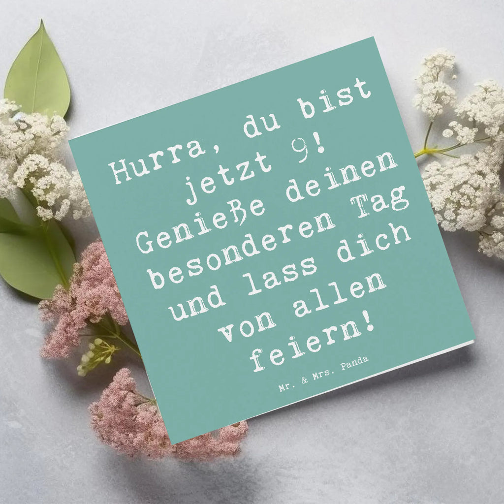 Deluxe Karte Spruch 9. Geburtstag Freude Hochwertige Klappkarte, Einladungskarte, Klappkarte, Hochzeitskarte, Grußkarte, Glückwunschkarte, Hochwertige Grußkarte, Karte, Geburtstagskarte, Geburtstag, Geburtstagsgeschenk, Geschenk