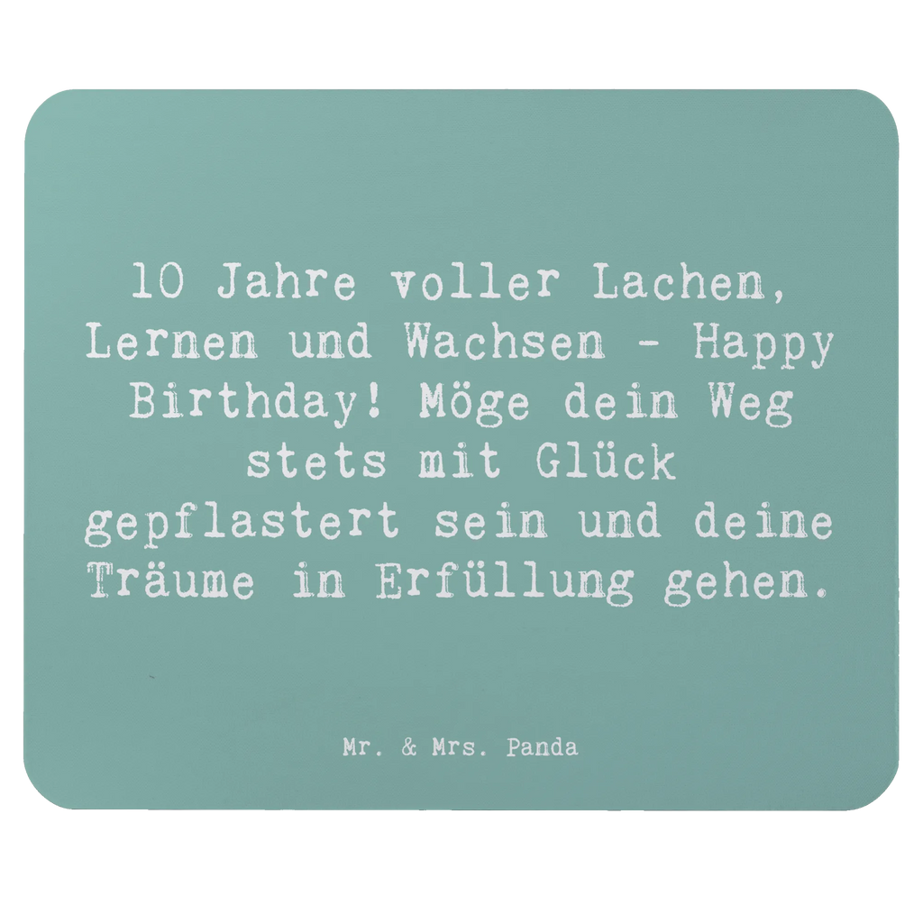 Mouse mat Saying 10 Jahre voller Lachen, Lernen und Wachsen - Happy Birthday! Möge dein Weg stets mit Glück gepflastert sein und deine Träume in Erfüllung gehen. Büroausstattung, Mausunterlage, Mauspad Büro, Einzigartiges Mauspad, Arbeitszimmer, Mauspad, Mousepad, Computer zubehör, Designer Mauspad, PC Zubehör, Geburtstag, Geburtstagsgeschenk, Geschenk