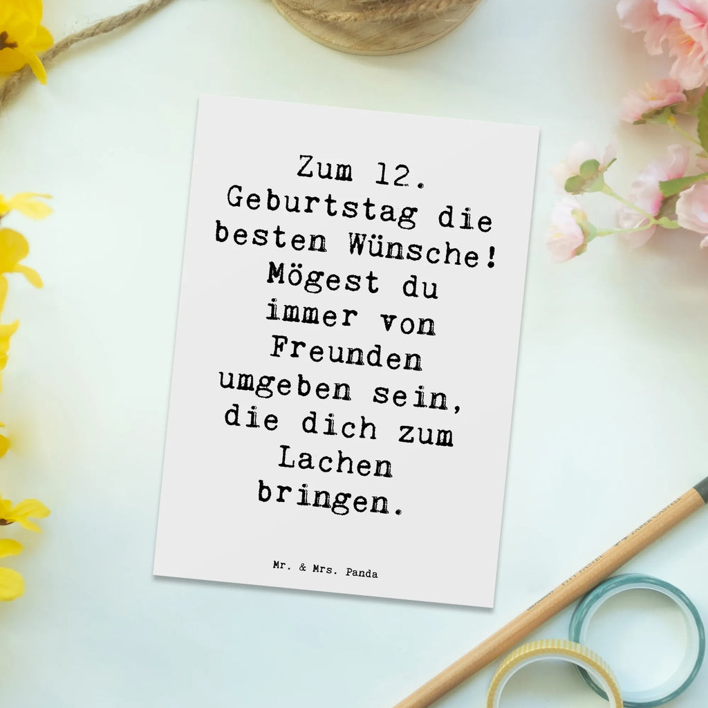 Postcard Saying Zum 12. Geburtstag die besten Wünsche! Mögest du immer von Freunden umgeben sein, die dich zum Lachen bringen. Ansichtskarten, Geburtstagskarte, Karte, Dankeskarte, Einladungskarte, Postkarte, Einladung, Grußkarte, Einladungskarten Geburtstag, Geschenkkarte, Einladung Geburtstag, Ansichtskarte, Geburtstag, Geburtstagsgeschenk, Geschenk