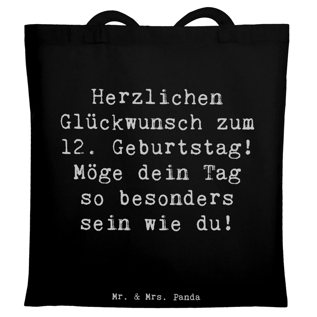 Tote bag Saying Herzlichen Glückwunsch zum 12. Geburtstag! Möge dein Tag so besonders sein wie du! Stoffbeutel, Laptoptasche, Shopper, Einkaufstasche, Umhängetasche, Beuteltasche, Jutebeutel, Jutetasche, Schultertasche, Beutel, Badetasche, Tragetasche, Tasche, Stofftasche, Einkaufstüte, Strandtasche, Geburtstag, Geburtstagsgeschenk, Geschenk