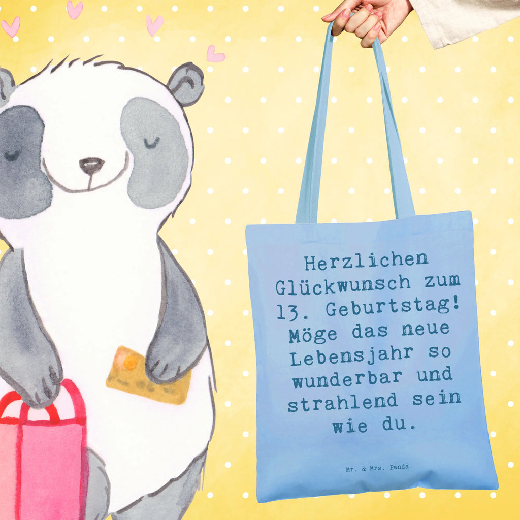 Tote bag Saying Herzlichen Glückwunsch zum 13. Geburtstag! Möge das neue Lebensjahr so wunderbar und strahlend sein wie du. Schultertasche, Einkaufstasche, Beuteltasche, Shopper, Laptoptasche, Umhängetasche, Strandtasche, Beutel, Stoffbeutel, Jutetasche, Tasche, Badetasche, Tragetasche, Einkaufstüte, Stofftasche, Jutebeutel, Geburtstag, Geburtstagsgeschenk, Geschenk