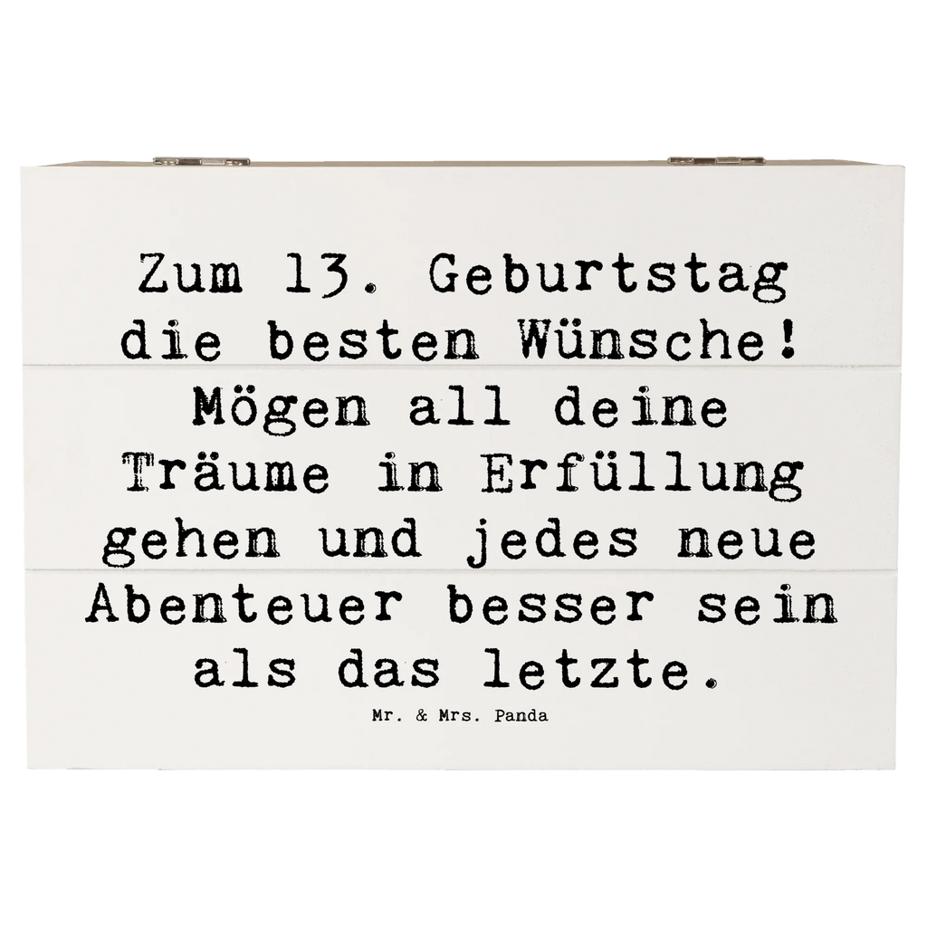 Wooden chest Saying Zum 13. Geburtstag die besten Wünsche! Mögen all deine Träume in Erfüllung gehen und jedes neue Abenteuer besser sein als das letzte. Geschenkbox, Kiste, Erinnerungsbox, Aufbewahrungsbox, Holzkiste, Dekokiste, Schatzkiste, Truhe, XXL, Schatulle, Geschenkdose, Erinnerungskiste, Geburtstag, Geburtstagsgeschenk, Geschenk