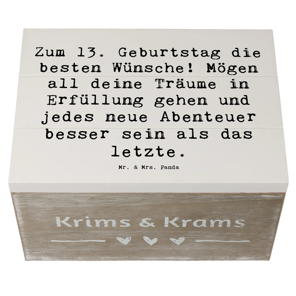 Wooden chest Saying Zum 13. Geburtstag die besten Wünsche! Mögen all deine Träume in Erfüllung gehen und jedes neue Abenteuer besser sein als das letzte. Geschenkbox, Kiste, Erinnerungsbox, Aufbewahrungsbox, Holzkiste, Dekokiste, Schatzkiste, Truhe, XXL, Schatulle, Geschenkdose, Erinnerungskiste, Geburtstag, Geburtstagsgeschenk, Geschenk