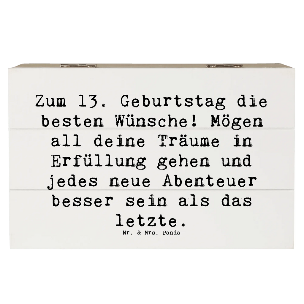 Wooden chest Saying Zum 13. Geburtstag die besten Wünsche! Mögen all deine Träume in Erfüllung gehen und jedes neue Abenteuer besser sein als das letzte. Geschenkbox, Kiste, Erinnerungsbox, Aufbewahrungsbox, Holzkiste, Dekokiste, Schatzkiste, Truhe, XXL, Schatulle, Geschenkdose, Erinnerungskiste, Geburtstag, Geburtstagsgeschenk, Geschenk