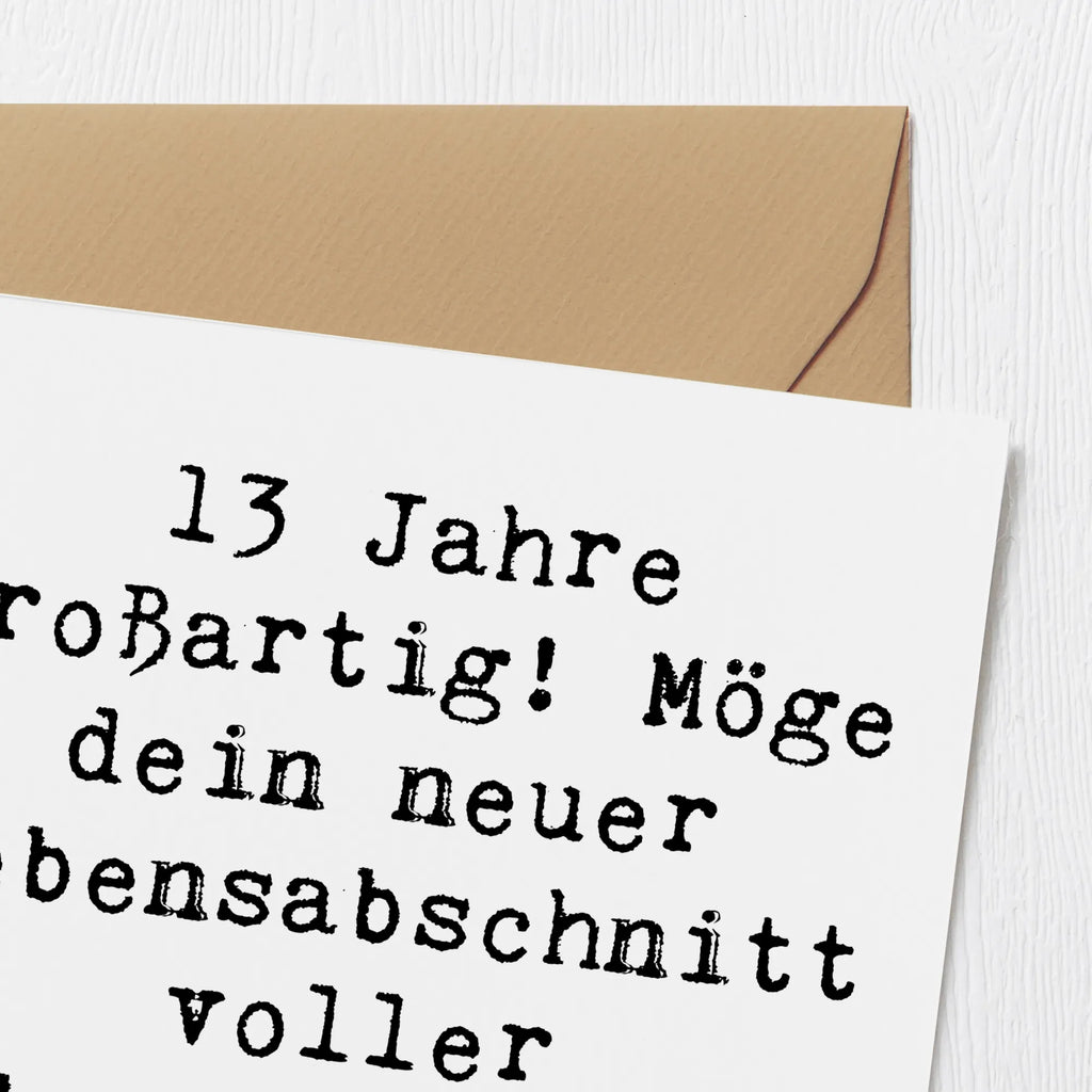 Deluxe Karte Spruch 13. Geburtstag Freude Glückwunschkarte, Hochwertige Klappkarte, Geburtstagskarte, Einladungskarte, Hochzeitskarte, Klappkarte, Grußkarte, Karte, Hochwertige Grußkarte, Geburtstag, Geburtstagsgeschenk, Geschenk