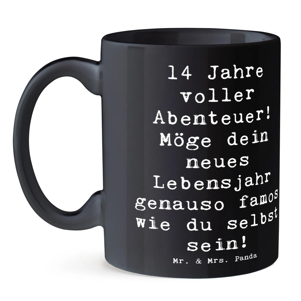 Mug Saying 14 Jahre voller Abenteuer! Möge dein neues Lebensjahr genauso famos wie du selbst sein! Tasse mit Zitaten, Kaffeetasse, Keramiktasse, Geschenktasse, Porzellantasse, Teetasse, Tasse mit Motiven, Bürotasse, Tasse, Geburtstag, Geburtstagsgeschenk, Geschenk