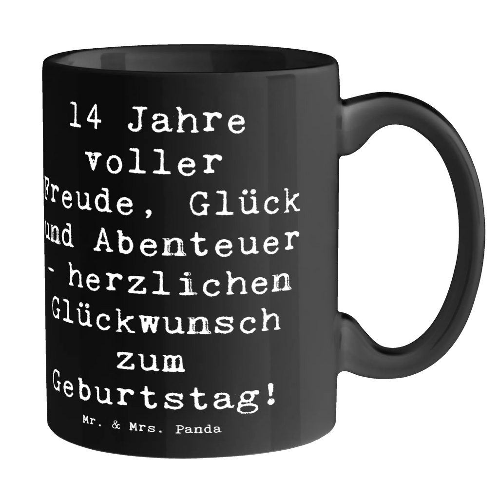 Mug Saying 14 Jahre voller Freude, Glück und Abenteuer - herzlichen Glückwunsch zum Geburtstag! Kaffeetasse, Geschenktasse, Porzellantasse, Tasse mit Zitaten, Teetasse, Keramiktasse, Tasse mit Motiven, Tasse, Bürotasse, Geburtstag, Geburtstagsgeschenk, Geschenk