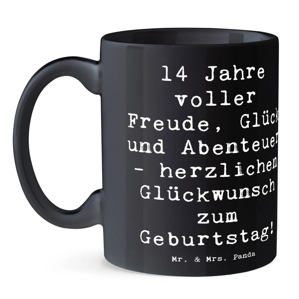 Mug Saying 14 Jahre voller Freude, Glück und Abenteuer - herzlichen Glückwunsch zum Geburtstag! Kaffeetasse, Geschenktasse, Porzellantasse, Tasse mit Zitaten, Teetasse, Keramiktasse, Tasse mit Motiven, Tasse, Bürotasse, Geburtstag, Geburtstagsgeschenk, Geschenk
