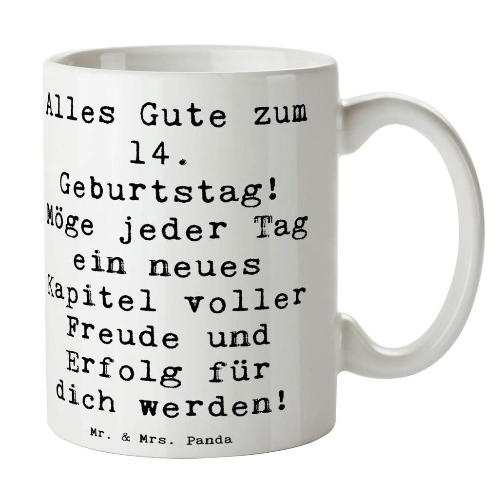 Mug Saying Alles Gute zum 14. Geburtstag! Möge jeder Tag ein neues Kapitel voller Freude und Erfolg für dich werden! Tasse mit Zitaten, Tasse mit Motiven, Tasse, Geschenktasse, Bürotasse, Porzellantasse, Keramiktasse, Teetasse, Kaffeetasse, Geburtstag, Geburtstagsgeschenk, Geschenk