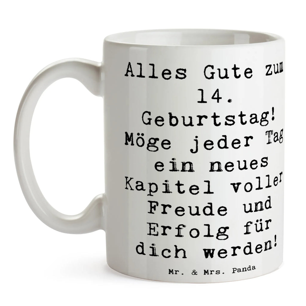 Mug Saying Alles Gute zum 14. Geburtstag! Möge jeder Tag ein neues Kapitel voller Freude und Erfolg für dich werden! Tasse mit Zitaten, Tasse mit Motiven, Tasse, Geschenktasse, Bürotasse, Porzellantasse, Keramiktasse, Teetasse, Kaffeetasse, Geburtstag, Geburtstagsgeschenk, Geschenk
