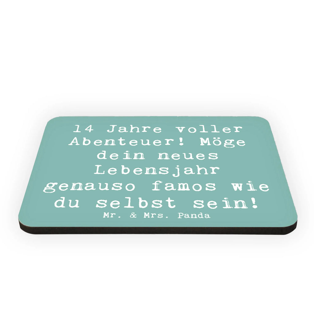 Magnet Saying 14 Jahre voller Abenteuer! Möge dein neues Lebensjahr genauso famos wie du selbst sein! Notiz Magnet, Kühlschrank Dekoration, Pinnwandmagnet, Dekomagnet, Whiteboard Magnet, Kühlschrankmagnet, Souvenir Magnet, Motivmagnete, Geburtstag, Geburtstagsgeschenk, Geschenk