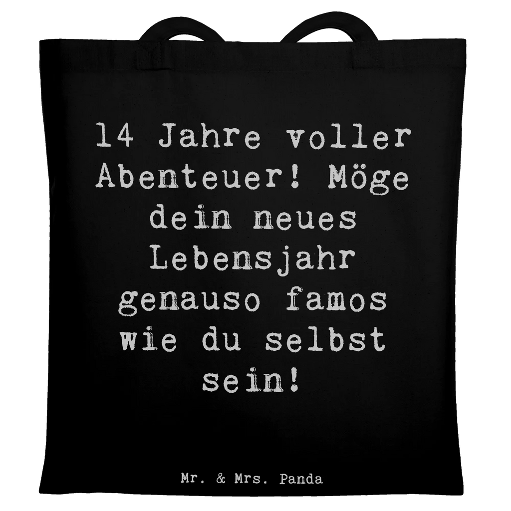 Tote bag Saying 14 Jahre voller Abenteuer! Möge dein neues Lebensjahr genauso famos wie du selbst sein! Einkaufstüte, Strandtasche, Umhängetasche, Tasche, Laptoptasche, Stoffbeutel, Einkaufstasche, Schultertasche, Badetasche, Stofftasche, Tragetasche, Beutel, Shopper, Beuteltasche, Jutebeutel, Jutetasche, Geburtstag, Geburtstagsgeschenk, Geschenk