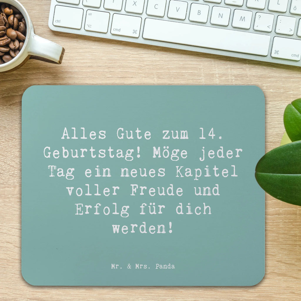 Mouse mat Saying Alles Gute zum 14. Geburtstag! Möge jeder Tag ein neues Kapitel voller Freude und Erfolg für dich werden! PC Zubehör, Mauspad Büro, Mausunterlage, Mauspad, Einzigartiges Mauspad, Arbeitszimmer, Büroausstattung, Designer Mauspad, Mousepad, Computer zubehör, Geburtstag, Geburtstagsgeschenk, Geschenk