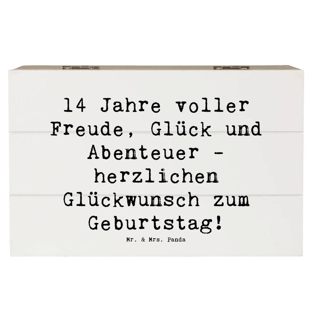 Wooden chest Saying 14 Jahre voller Freude, Glück und Abenteuer - herzlichen Glückwunsch zum Geburtstag! Holzkiste, XXL, Geschenkdose, Erinnerungskiste, Dekokiste, Geschenkbox, Aufbewahrungsbox, Schatulle, Kiste, Erinnerungsbox, Schatzkiste, Truhe, Geburtstag, Geburtstagsgeschenk, Geschenk