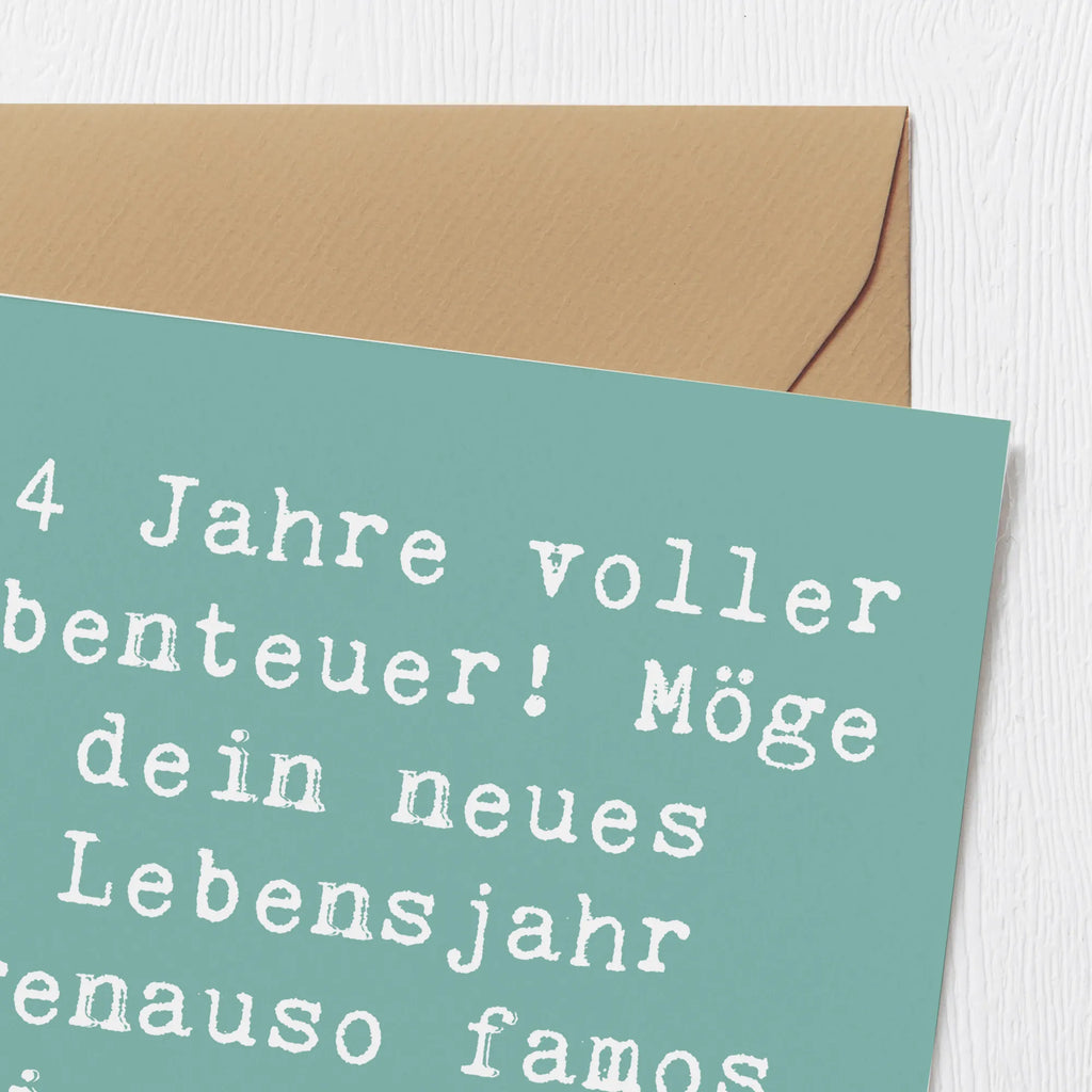 Deluxe Karte Spruch 14. Geburtstag Abenteuer Glückwunschkarte, Hochwertige Klappkarte, Hochwertige Grußkarte, Klappkarte, Geburtstagskarte, Hochzeitskarte, Karte, Einladungskarte, Grußkarte, Geburtstag, Geburtstagsgeschenk, Geschenk
